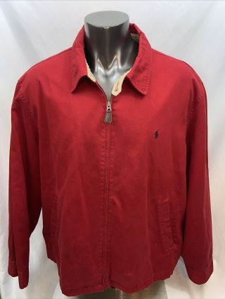 Vintage Polo Ralph Lauren Red Full Zip Plaid Lined Jacket Size 3xb (3x Big)
