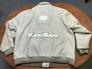 Mens Vintage Rare Karl Kani White Leather Full Zip Hip Hop Style Jacket Size 4xl