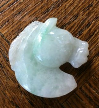 Vintage Burmese Carved Jadeite Jade Pendant Of A Horse Head