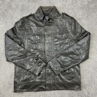 Vintage Levi’s Leather Jacket Mens Size Medium M Dark Brown Mid Length Pockets