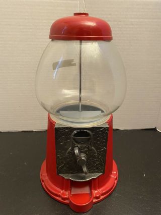 Vintage Carousel 11 " Gumball Candy Machine/bank 1985 Red Metal Glass Globe