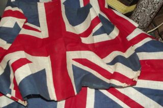 Antique Vintage Coronation 5 Union Jack Flag British Made Cotton Fabric 26 " X 15