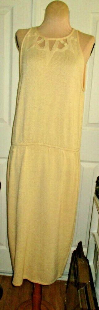 Vintage St.  John By Marie Gray Cream Color Knit Dress Size 12 - Made In Usa