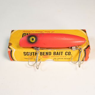 Vintage South Bend King Bass Oreno 977 Fishing Lure 4 5/8 " Red 1950s