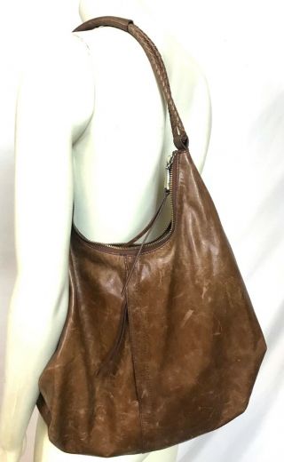 $288 Hobo International Brown Vintage Hide Distressed Leather Shoulder Bag Tote