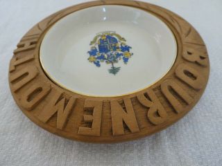 VINTAGE CARVED WOOD ENGLISH BUTTER DISH KITCHENALIA WITH LINER - BOURNEMOUTH 2