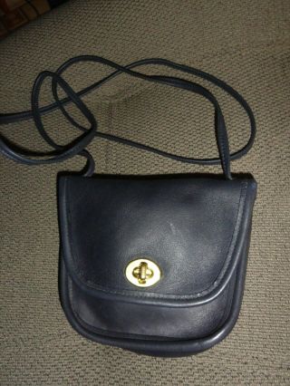 Price Lowered - Euc Vintage Coach Black Leather Small Crossbody Shoulder Bag -