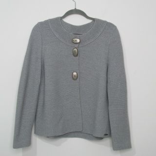 Saint James • Vintage Grey Wool Blend Cardigan • Made In France • Size Uk 16