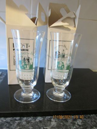 Singapore Sling Raffles Hotel Vintage Retro Collectable Cocktail Glasses X2