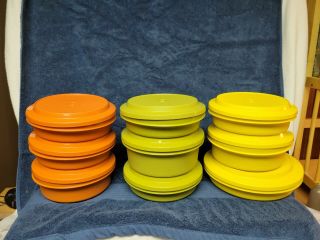 Set Of 9 Vintage Tupperware Seal N Serve Bowls & Lids Harvest Colors