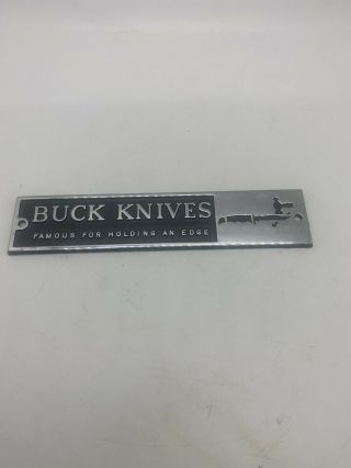 Vintage Buck Knives Metal Display Case Emblem Plaque Name Plate