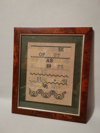 Vintage Handmade Framed Sampler - Dated 1748 - Cross Stitch - Alphabet & Patterns