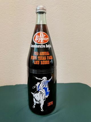 Vintage Dr Pepper - 76th West Texas Fair & Rodeo - Acl Green Bottle Banded Middle