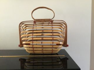 Vintage Japanese Bamboo Folding Bag Oriental Fashion Style Gift 1940s 50s Retro