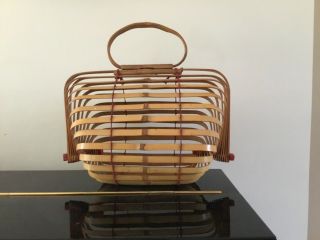 Vintage Japanese bamboo folding bag Oriental Fashion Style Gift 1940s 50s retro 2