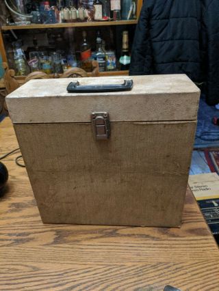Record Lp 12 " Carrying Case Box Mcm Storage Vtg Handle Dj Crate Old Retro
