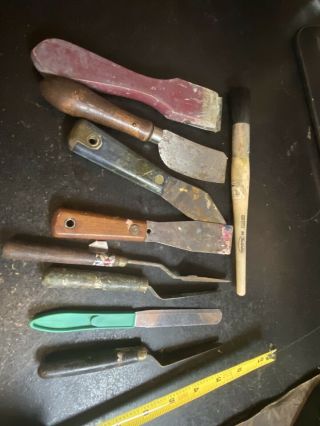 Vintage 9 Artist Tools Piant Palette Painting Knife Spatula All Different Shapes
