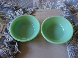 Two Vintage Fire King Jadeite Soup/chili Bowls,  Restaurant Style,  Heavy,  Jadite