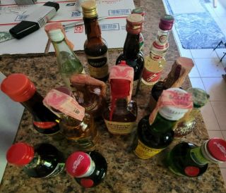 Assorted Vintage Miniature Alcohol Bottles Chevas,  Maker 