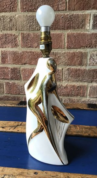 Vintage Retro Mid Century Modern 1960s/70s Gold Lady Ceramic Lamp 32 Cm Tall