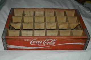Vintage Coke Coca Cola Red Wooden Crate Case Primitive White Lettering 24 Slot