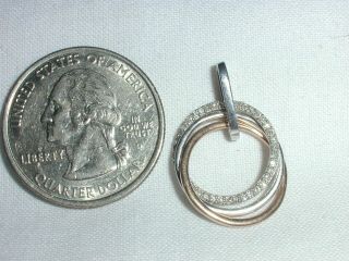 Vintage Sterling Silver 10k Rose Gold Diamond Pendant