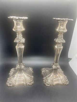 Vintage Fantastic Coronet Silver Plated Candle Stick Holders - 10” Tall Pair