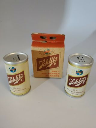 Vintage Schlitz Beer Can Salt And Pepper Shakers