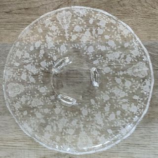 Vintage Cambridge Rose Point Etched Crystal 12.  5 " Round Cake Tray/plate 3 Footed