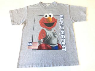 Elmo Sport Vintage T Shirt Sesame Street American Flag Boxing Polo Parody Large