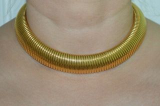 Vintage Gold Tone Expandable Statement Collar Necklace Signed Monet