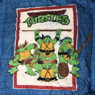 Vintage Teenage Mutant Ninja Turtles Twin Comforter Blanket Tmnt 1990 J5y