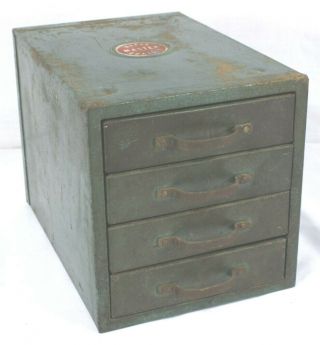 Vintage Wards Small Metal Parts Hardware File Box Organizer W/ 4 Drawers