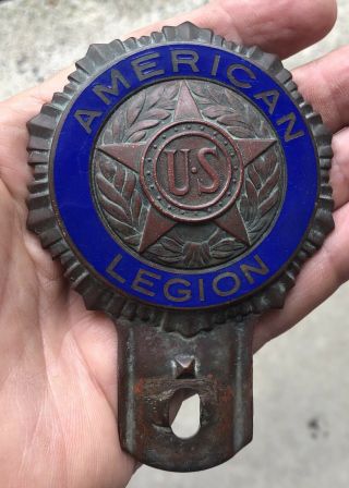 Vintage License Plate Topper Or Grill Badge American Legion Us Old Car Hot Rod