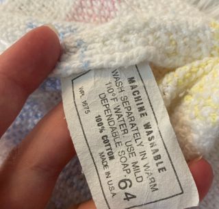 Vintage Pastel Plaid Baby Blanket Woven Striped Blue Yellow Pink 100 cotton USA 2