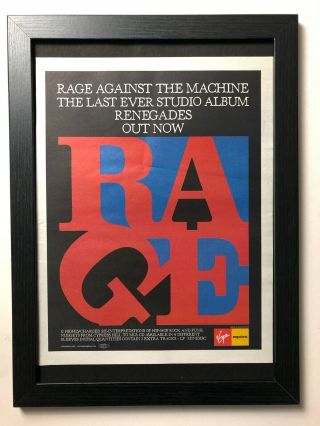 Rage Against The Machine - Renegades Framed A3 Vintage Advert / Poster