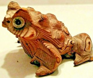 Cryptomeria Hand Carved Wood Horny Toad Vintage Japan Vintage Figurine Frog Guc