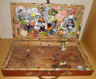 Vintage Shabby Windsor & Newton Dove Tail Wood Artists Paint Painter Travel Box