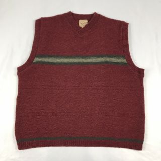 Vintage Woolrich Sweater Vest Mens Xl Made In Usa Wool Blend Red Green Striped