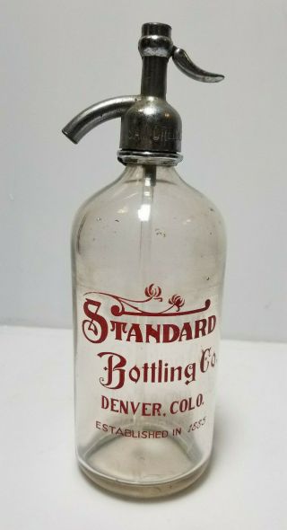 Vintage Seltzer Bottle Standard Bottling Co Denver Colorado