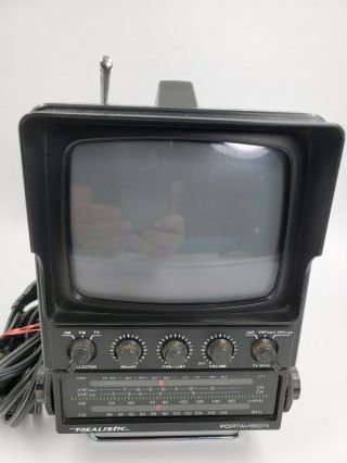 Vtg 1984 Realistic Portavision Model No.  16 - 100b Portable Small Tv And Radio