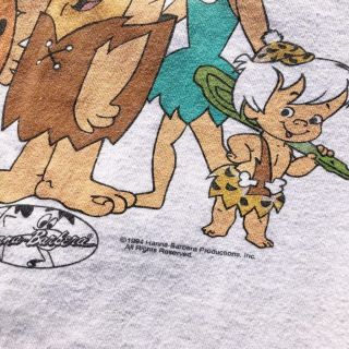 VTG 90s Flintstones Family Barney Wilma Pebbles Dino 1994 Cartoon T Shirt L 3