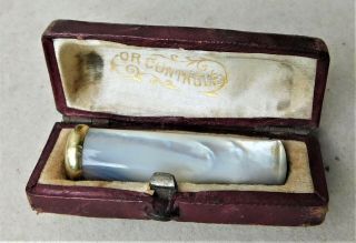 No Resv 18ct Gold & Mother Of Pearl Mop Cigarette Holder & Case Vintage Antique