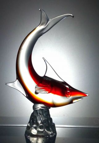 Vintage Murano Art Glass Fish Marlin Hand - Blown Sculpture