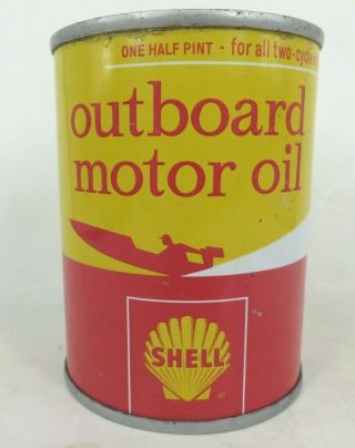 Nos Full Shell Outboard Motor Boat Oil Tin Can 8 Oz Vintage Gas Service Station