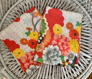 Vintage Pair Wamsutta Pillowcases Kimono Flower Mid Century Mod Hippie 1970’s