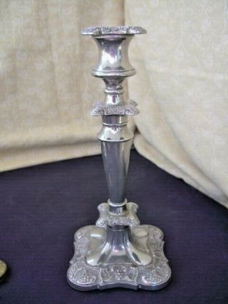 Vintage English Silver Plated Ornate Candlestick Candle Holder10 " Tall (loc4)