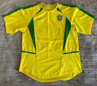 Vintage Brazil Nike Home World Cup Football Shirt Soccer Jersey 2002 Men’s Large