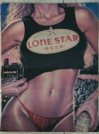 1980s Vintage Lone Star Beer Texas Advertisement Poster 1988 Lonestar