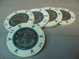 Vintage 5 Playboy Casino Atlantic City Jersey $1.  00 Chips
